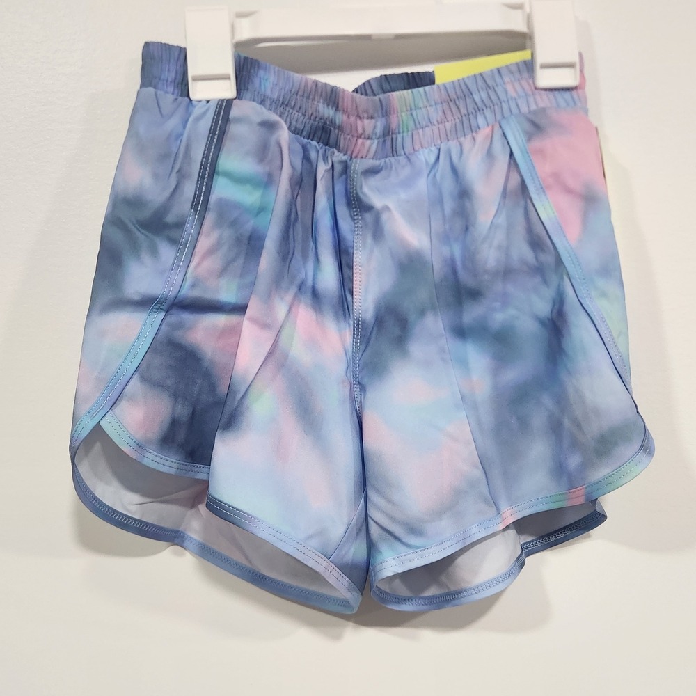 All in Motion Girls Run Shorts Blue Pink Tie Dye Mid Rise Athletic Size XL 14-16 - Picture 2 of 4